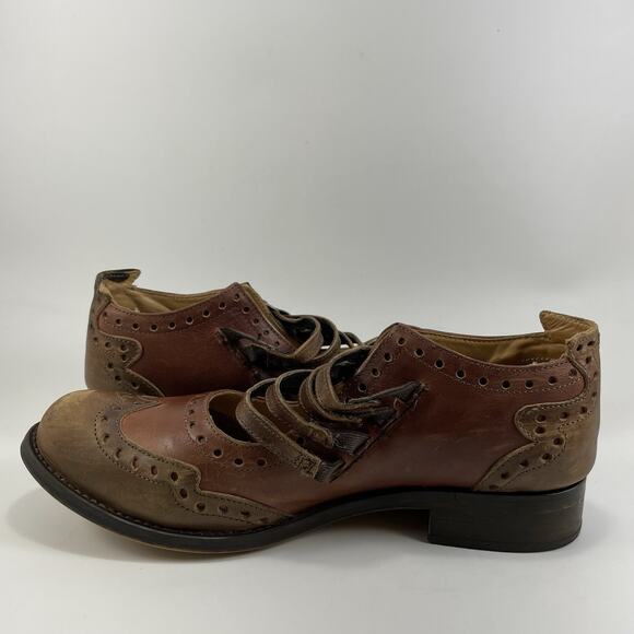 John Fluevog Adrian-Alli 4 Buckle Mary Jane Womens Size 12 Brown Leather Brogue - Picture 7 of 11